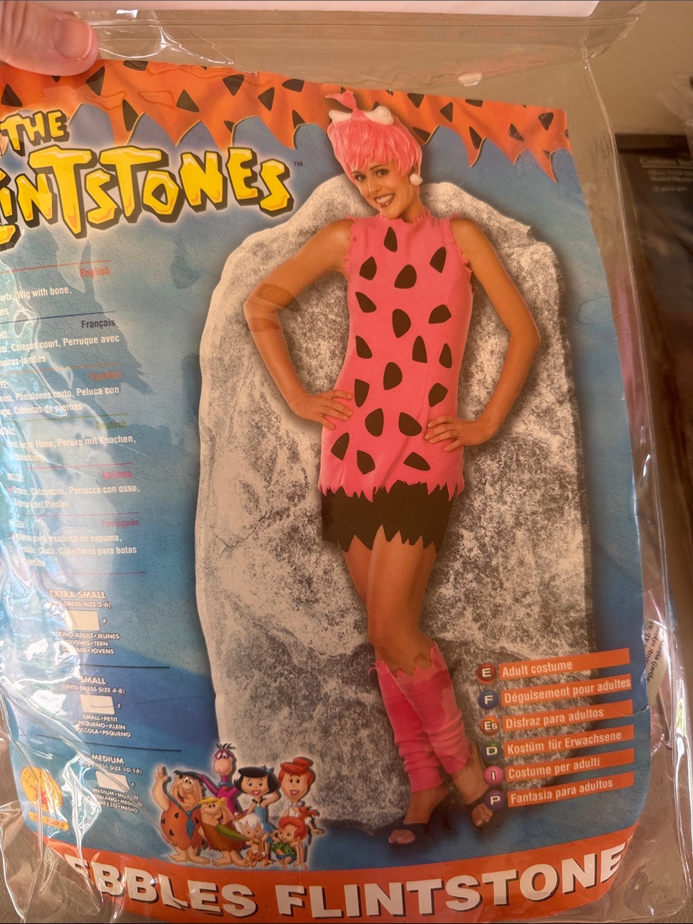 Pebbles Flintstone Kids Costume - Pink with Black Accents
